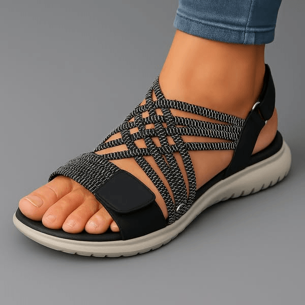 Orthopedic Flat Sandals with Strappy Criss-Cross Upper and Adjustable Straps