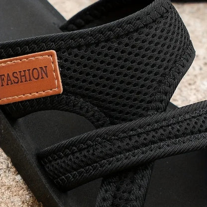 Women's Mesh Toe-Post Cushioned Sandals with Textile Trim