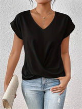 Amara Twist-Front V-Neck Top with Cap Sleeves for Women