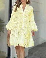 Lucy Embroidered Eyelet Cocktail Mini Summer Dress in Polyester