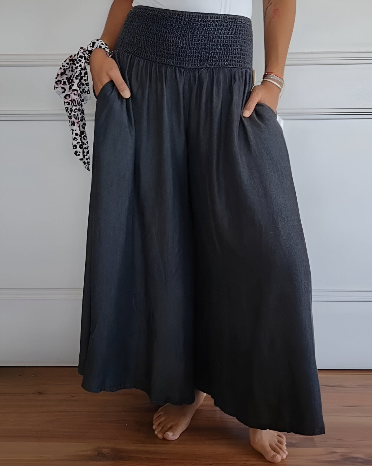 Lorraine Elastic-Waist Wide-Leg Linen Pants for Women