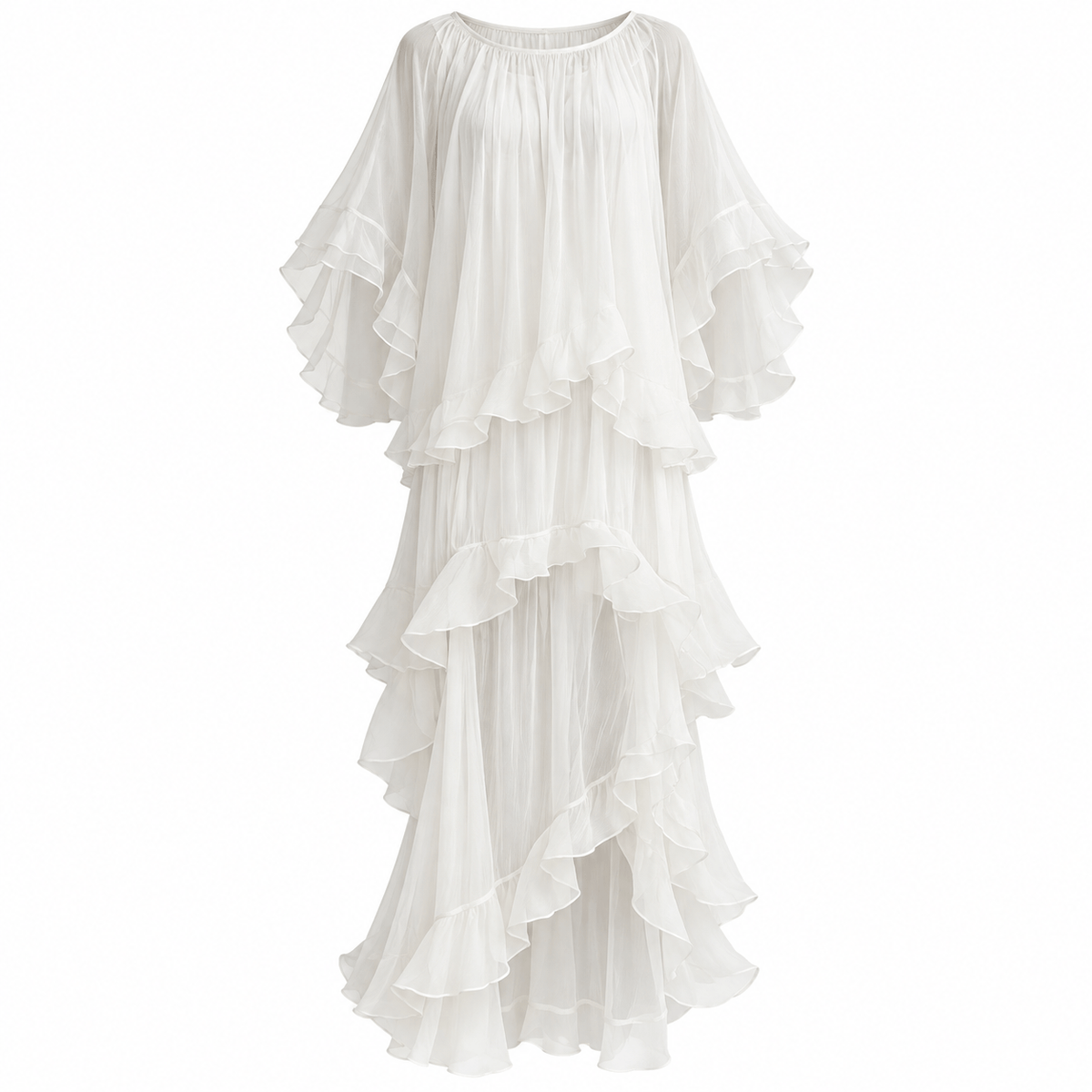 Ruby Calloway Ruffled Tiered Chiffon Women's Summer Midi Dress