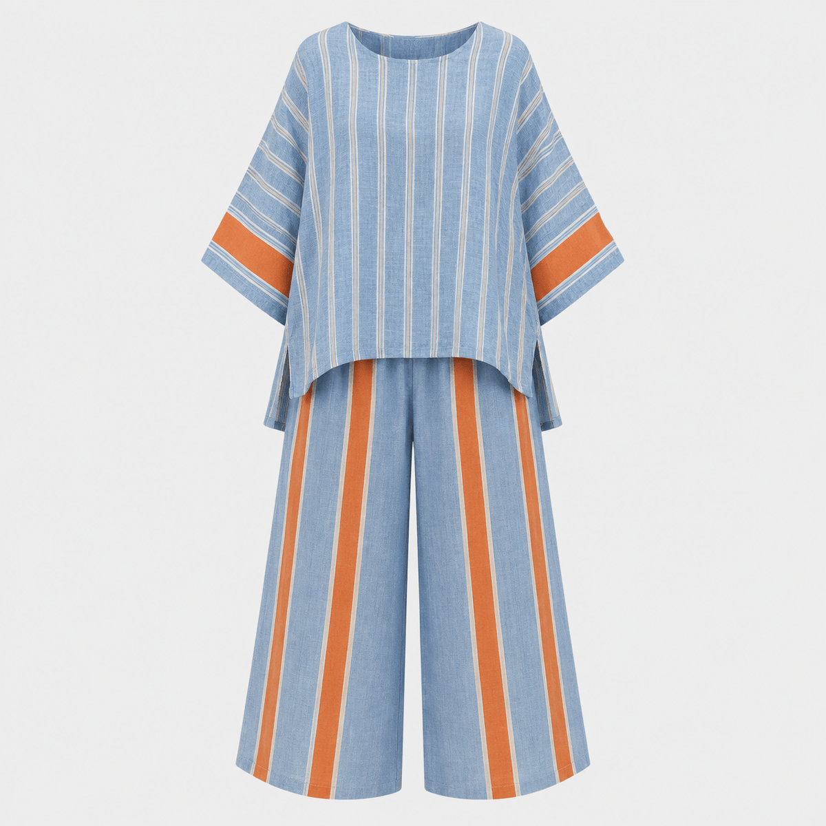 Elise Cunningham Striped Wide-Leg Two Piece Co-Ord Set for Women