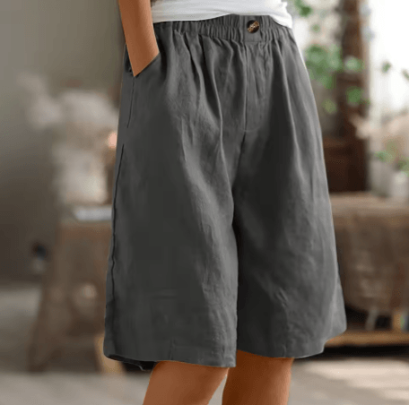 Renee Tailored Linen Shorts with Elasticated Pleated Waist
