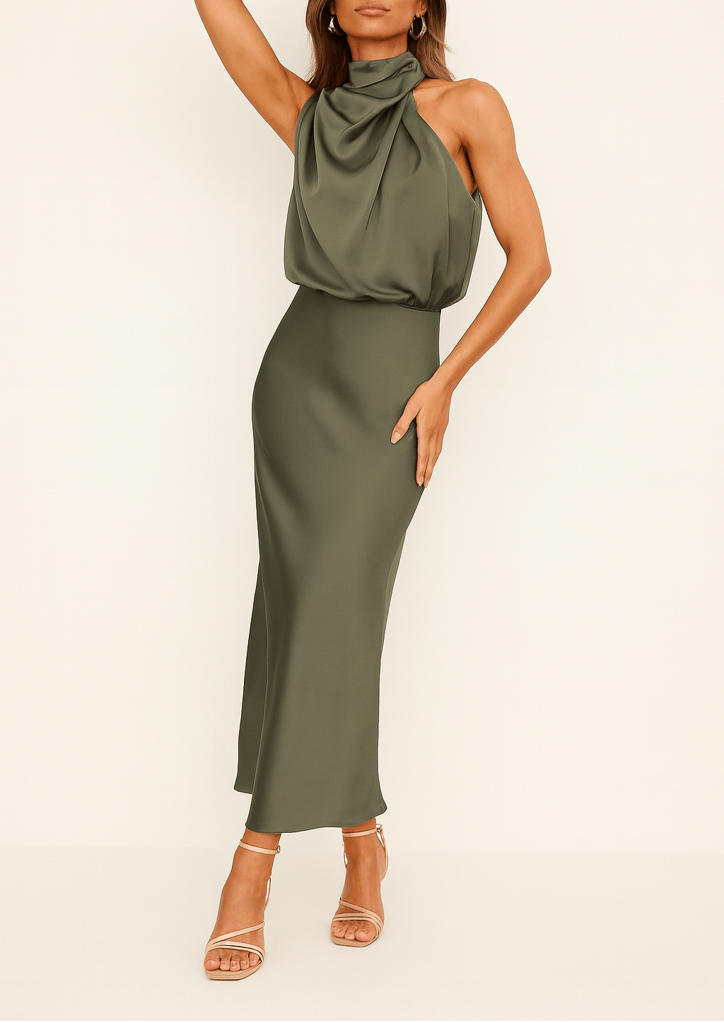 Aurora Bellini Satin Midi Dress for Elegant Christmas Dress Occasions
