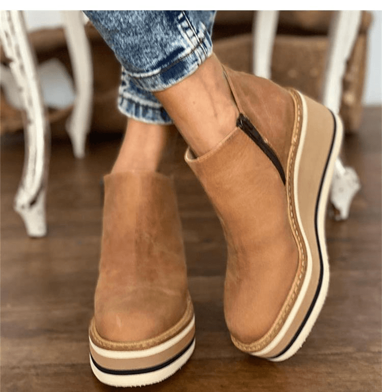 Madeline Rossi Platform Ankle Boots with Side Zip for Women