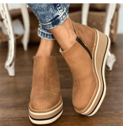 Madeline Rossi Platform Ankle Boots with Side Zip for Women
