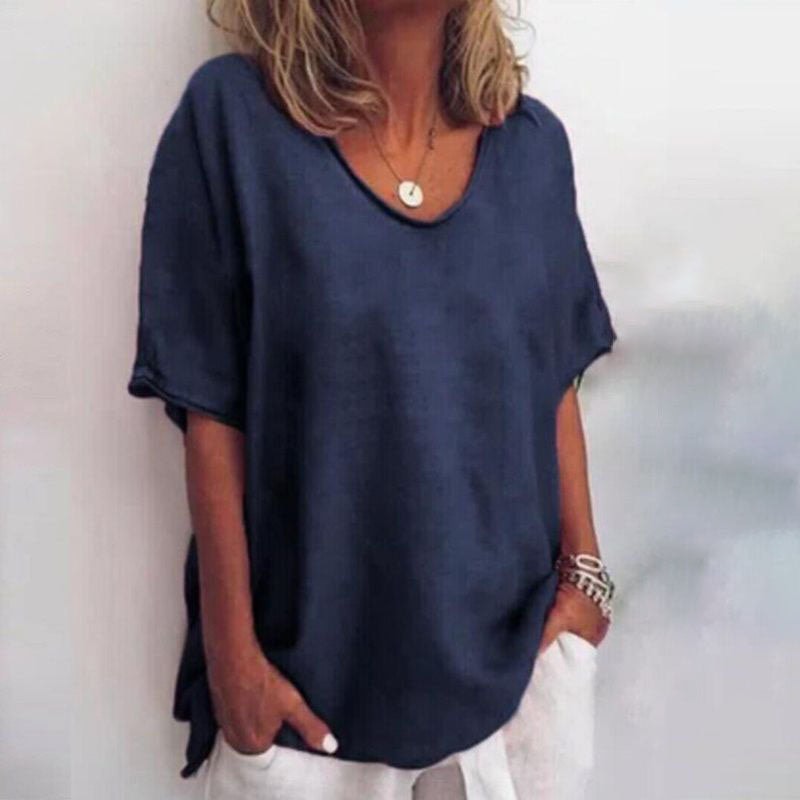 Lyra Women's Loose-Fit Short Sleeve Blouse Top