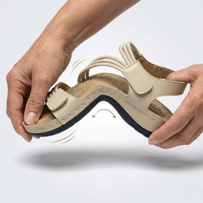 Delvaine Orthopedic Wedge Sandals with Open Toe and Adjustable Elastic Straps