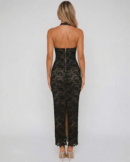 Arabella Fontaine Lace Halter Maxi Dress for Cocktail Dresses Occasions