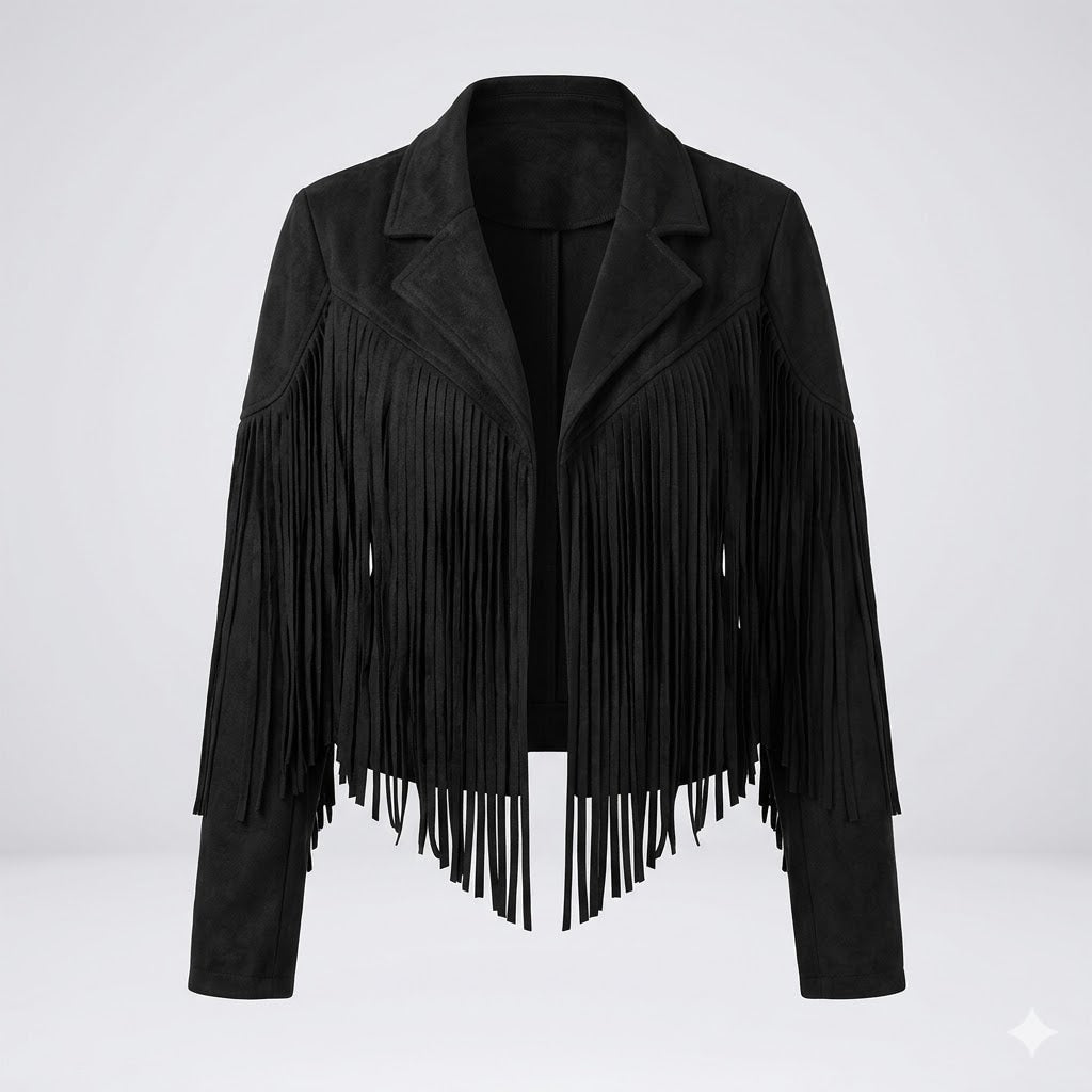 Bianca Rossi Fringe Suede-Look Cropped Jacket for Women