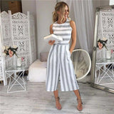 Striped Sleeveless Wide-Leg Linen Jumpsuit with Side Cut-Outs and Pockets