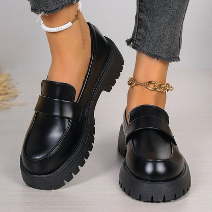 Slip-On Platform Loafers with Penny Strap and Chunky Lug Sole