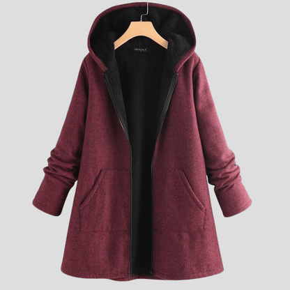 Fleece Lined Hooded Duffle Coat with Front Pockets