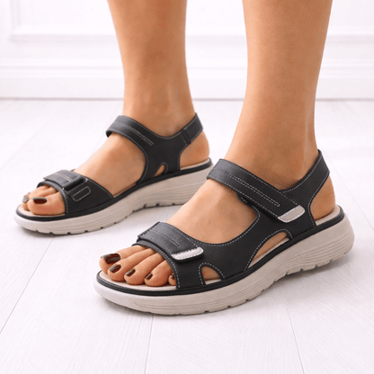 Women's Adjustable Strap Cushioned Platform Sandals with Orthopedic Footbed