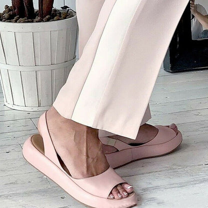 Women's Open-Toe Slingback Sandals with Cushioned Sole in Faux Leather