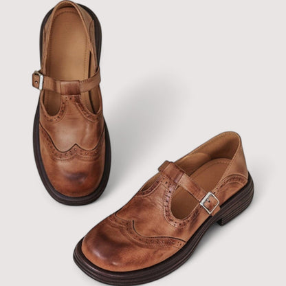Women's Brogue Mary Jane Comfort Shoes with Ankle Strap