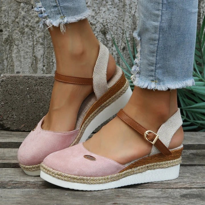 Women's Espadrille Wedge Sandals with Cushioned Footbed