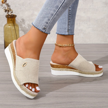 Marina Beckett Woven Espadrille Platform Wedge Sandals with Open Toe