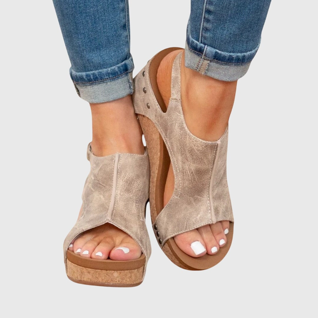 Adela Women's Cushioned Wedge Sandals with Buckle Closure