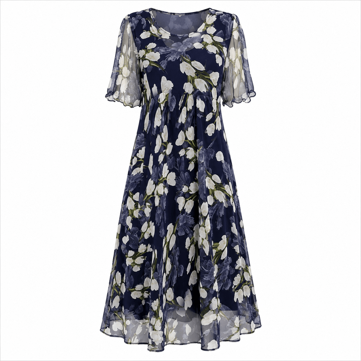 Isabelle Fletcher Floral A-Line Chiffon Dress for Women in Midi Length