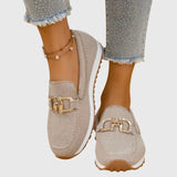 Lili Women's Slip-On Textile Sneakers with Cushioned Sole and Bit-Buckle Detail