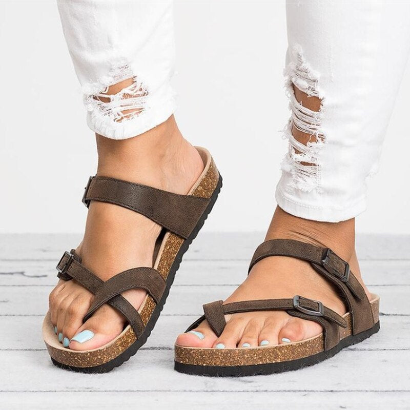 Women's Cushioned Sandals with Adjustable Buckle Strap