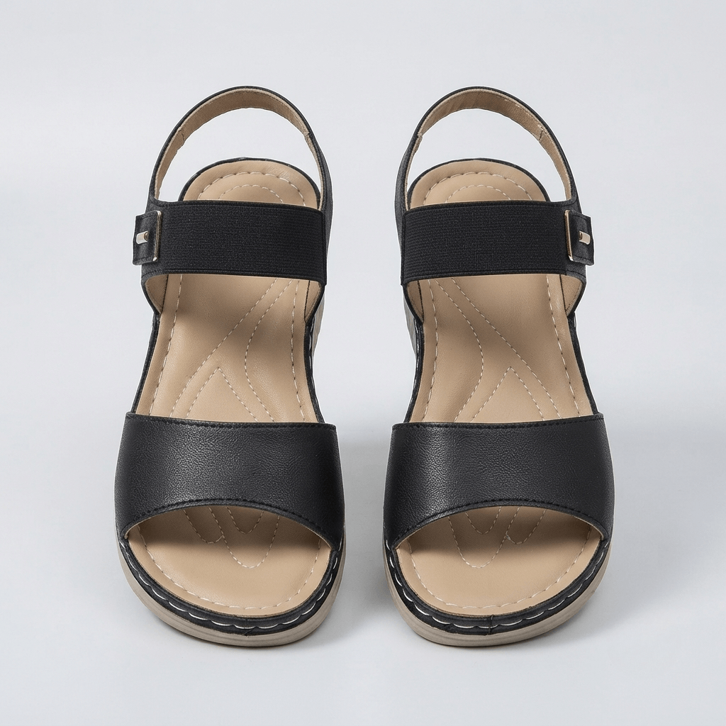 Olivia Drummond Women's Cushioned Wedge Sandals with Ankle Strap