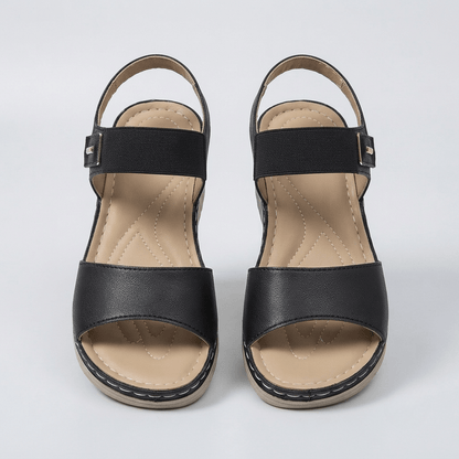 Olivia Drummond Women's Cushioned Wedge Sandals with Ankle Strap