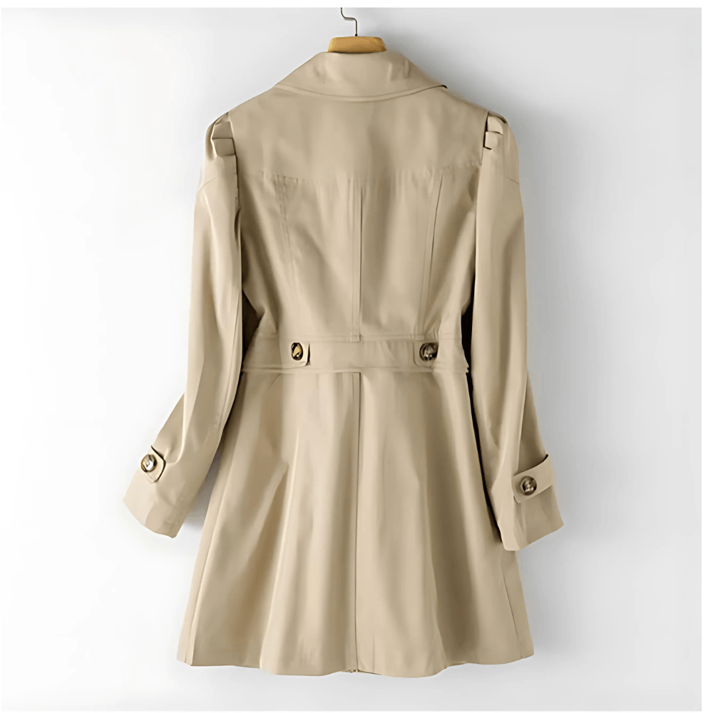 Long Belted Duffle Coat with Fold-Over Collar for Women