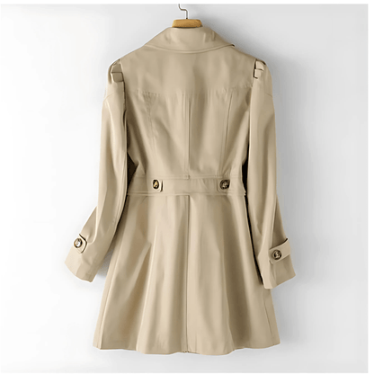 Long Belted Duffle Coat with Fold-Over Collar for Women