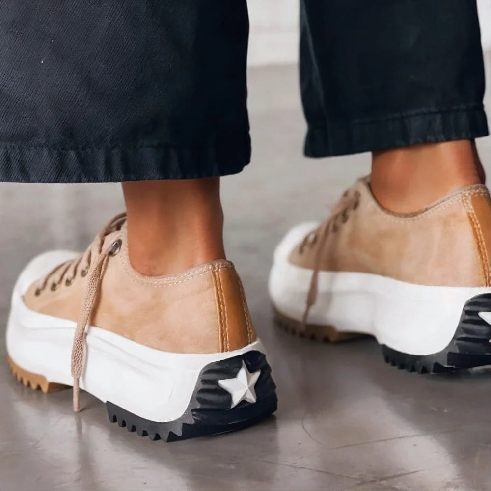 Women's Platform Lace-Up Comfort Sneakers with Chunky Tread Sole