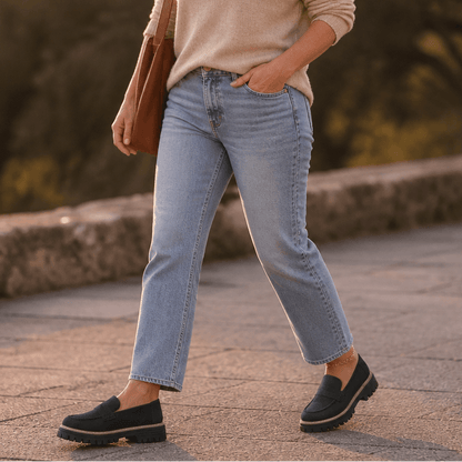 Women's Platform Loafers with Cushioned Comfort Footbed