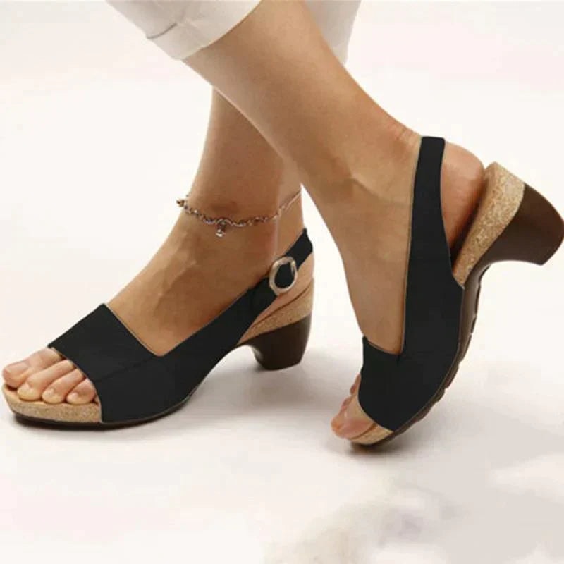 Women's Cushioned Slingback Wedge Sandals with Leather Upper