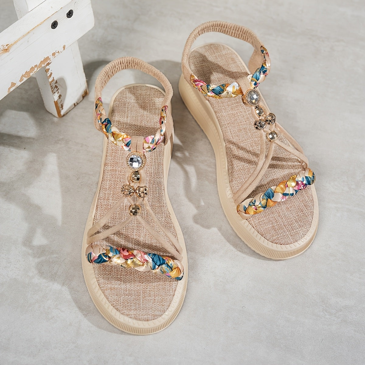 Aisling Delaney Braided Boho Cushioned Sandals