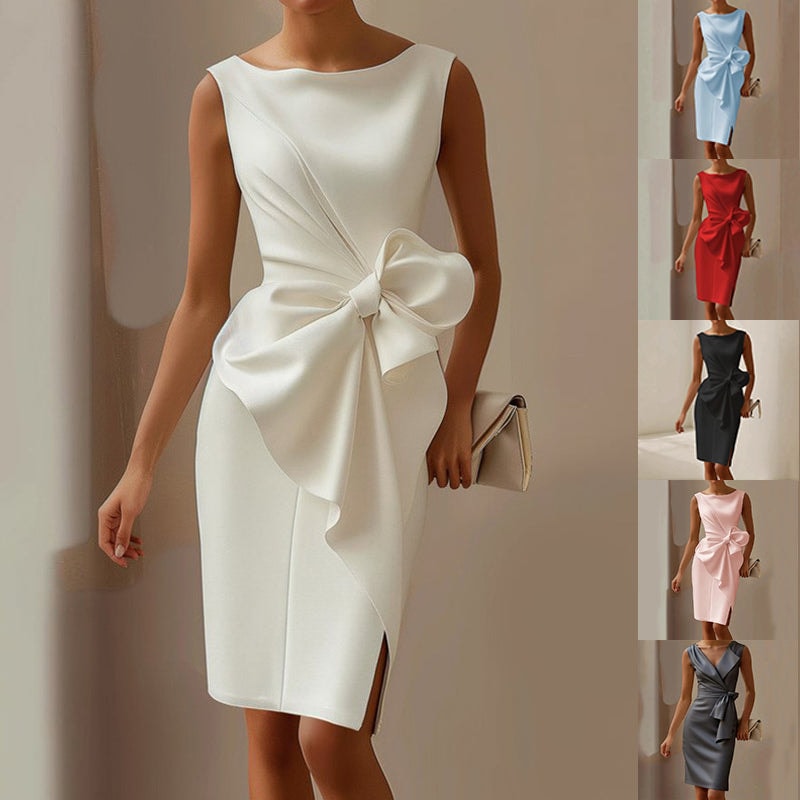 Cordelia Ashworth Bow Detail Midi Sheath Dress for Christmas Dress Occasions
