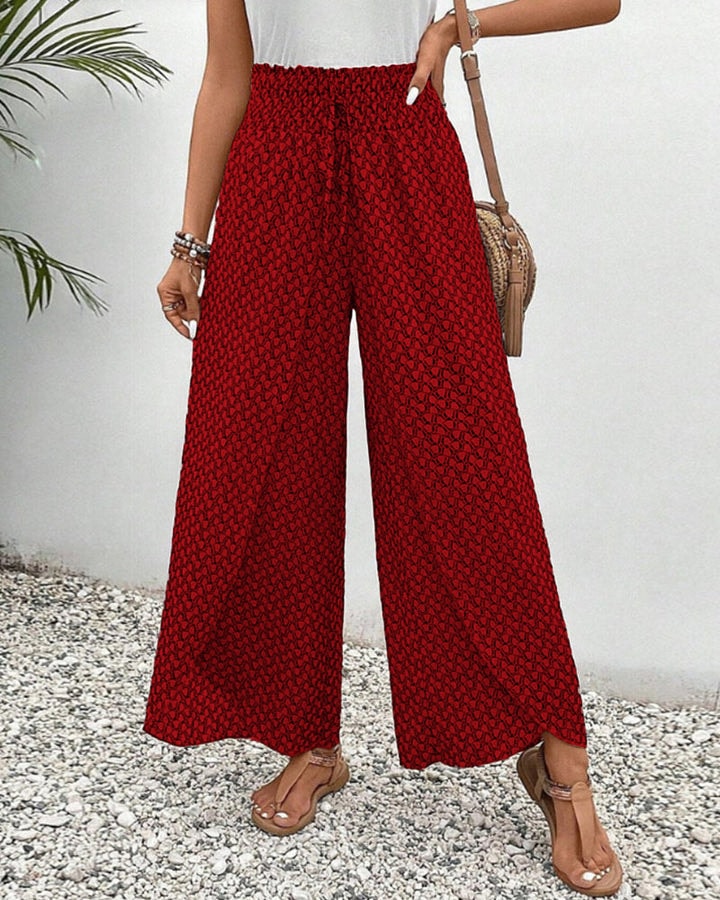 Vera Elastic-Waist Wide-Leg Linen Pants for Women