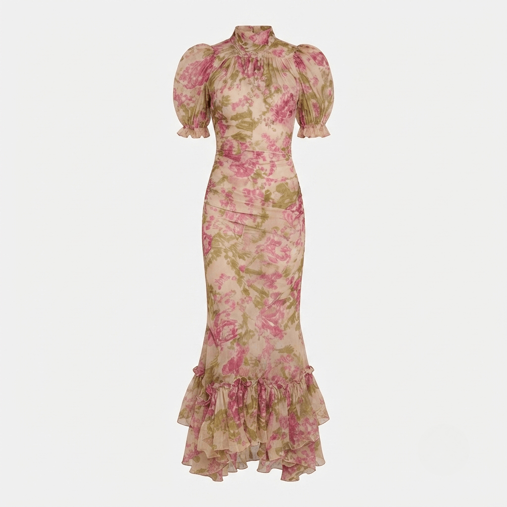 Charlotte Reynolds Floral Mermaid Maxi Christmas Dress for Women