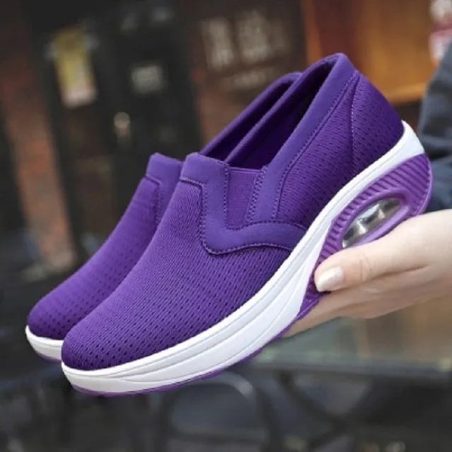 Slip-On Platform Wedge Sneakers with Air Cushion Sole and Breathable Upper