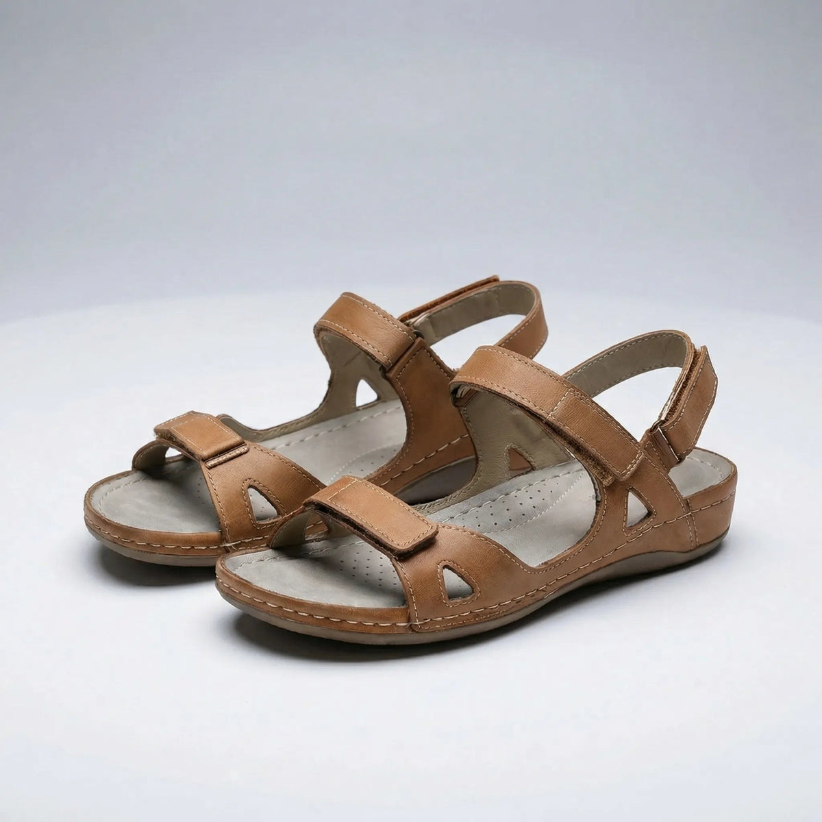 Orthopedic Walking Sandals with Adjustable Straps and Low Wedge Sole