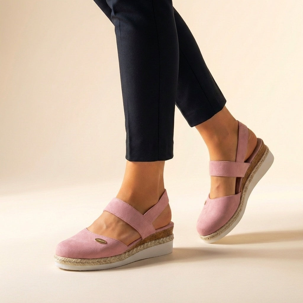 Women's Cushioned Espadrille Wedge Sandals with Slingback Strap