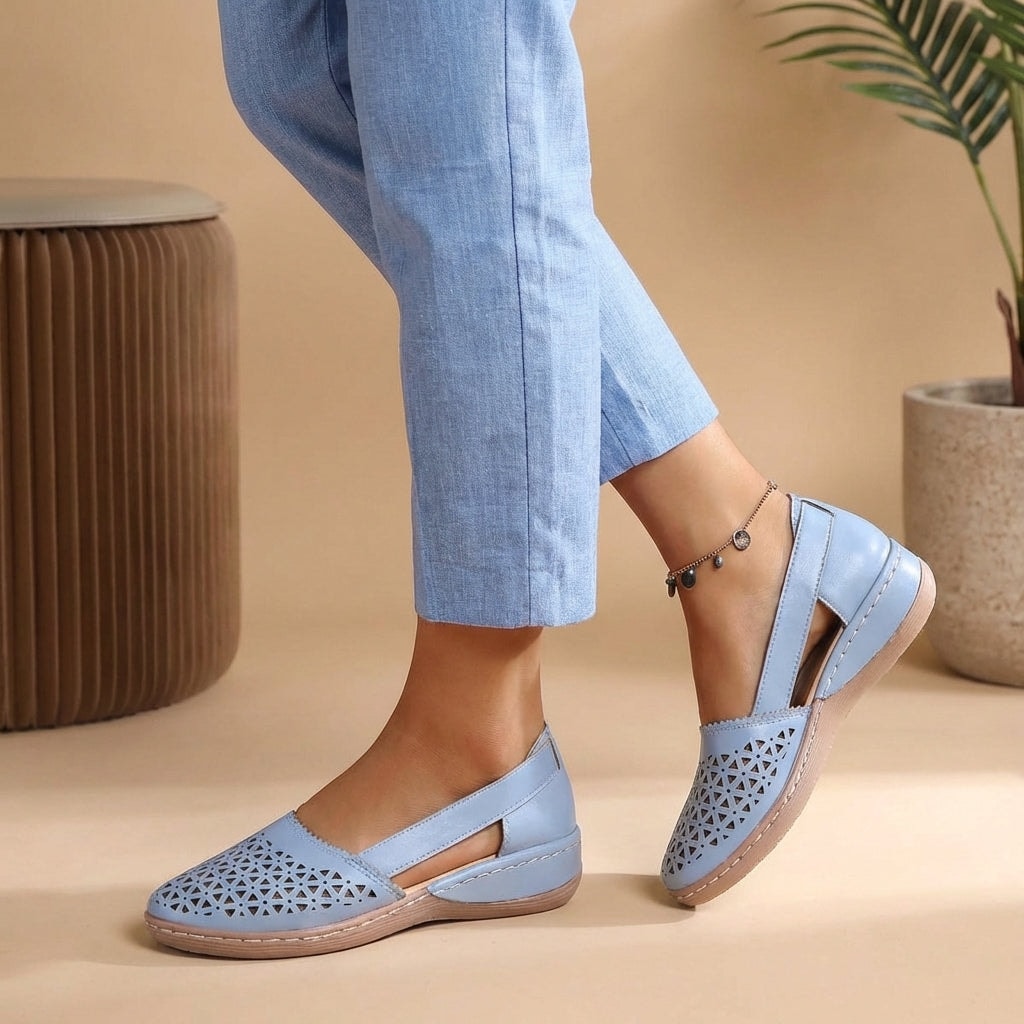 Perforated Slip-On Loafers with Side Cut-Outs and Low Flexible Sole