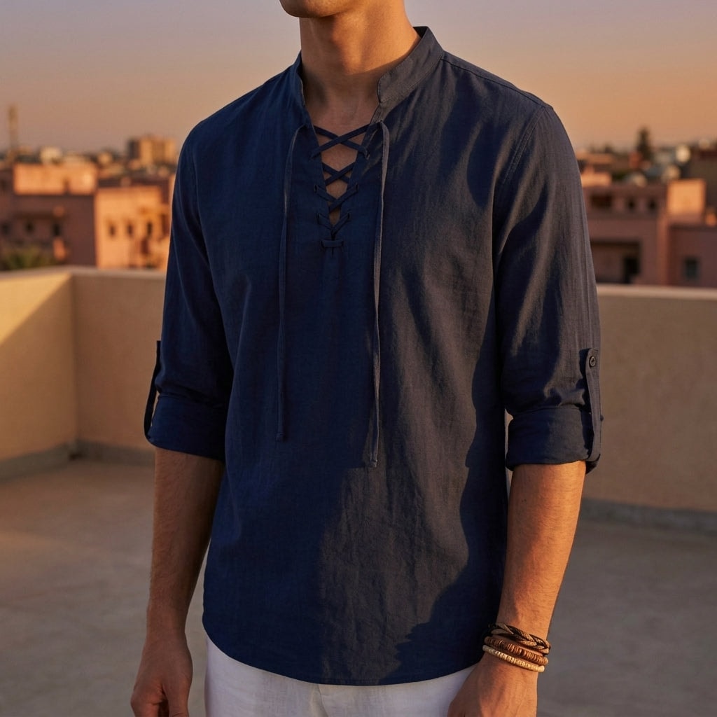 Azmirelle Lace-Up Renaissance Shirt for Men