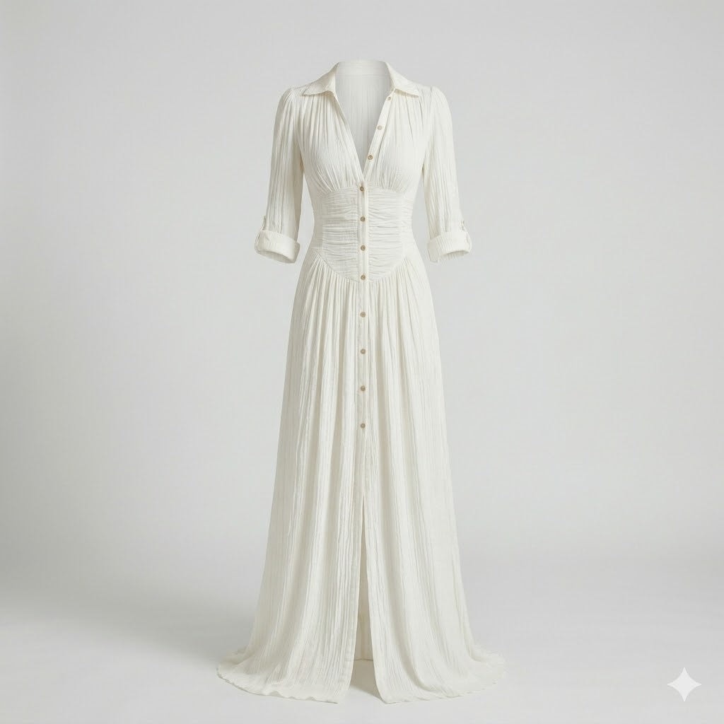 Clara Beaumont Bohemian Button-Down Maxi Dress with Western-Inspired Flow