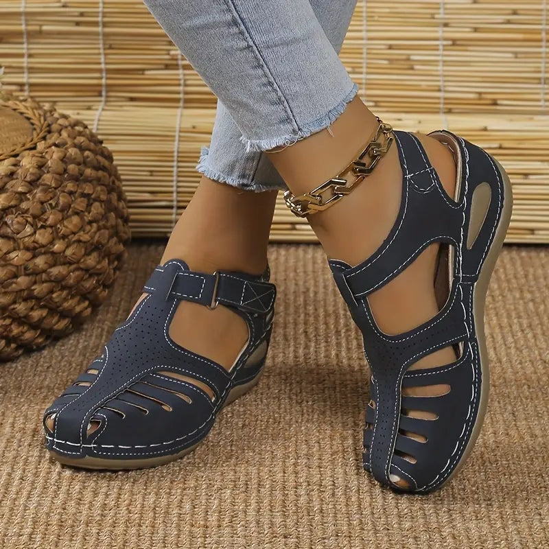 Comfortable Closed-Toe Orthopedic Wedge Sandals with Adjustable Ankle Strap