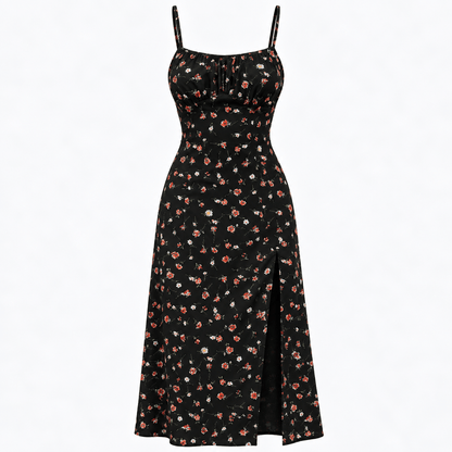 Sienna Callahan Floral Side-Split Women's Midi Dress for Summer