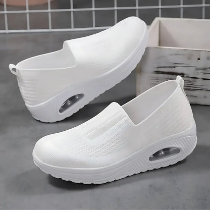 Orthopedic Wedge Slip-On Sneakers with Stretch Mesh Upper and Air Cushion Sole