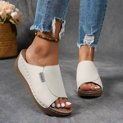 Ecka Arch-Support Platform Wedge Slide Sandals with Open Toe