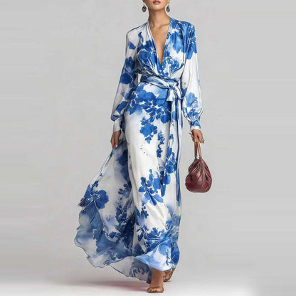 Aurora Sinclair Floral Chiffon Wrap Maxi Dress for Women