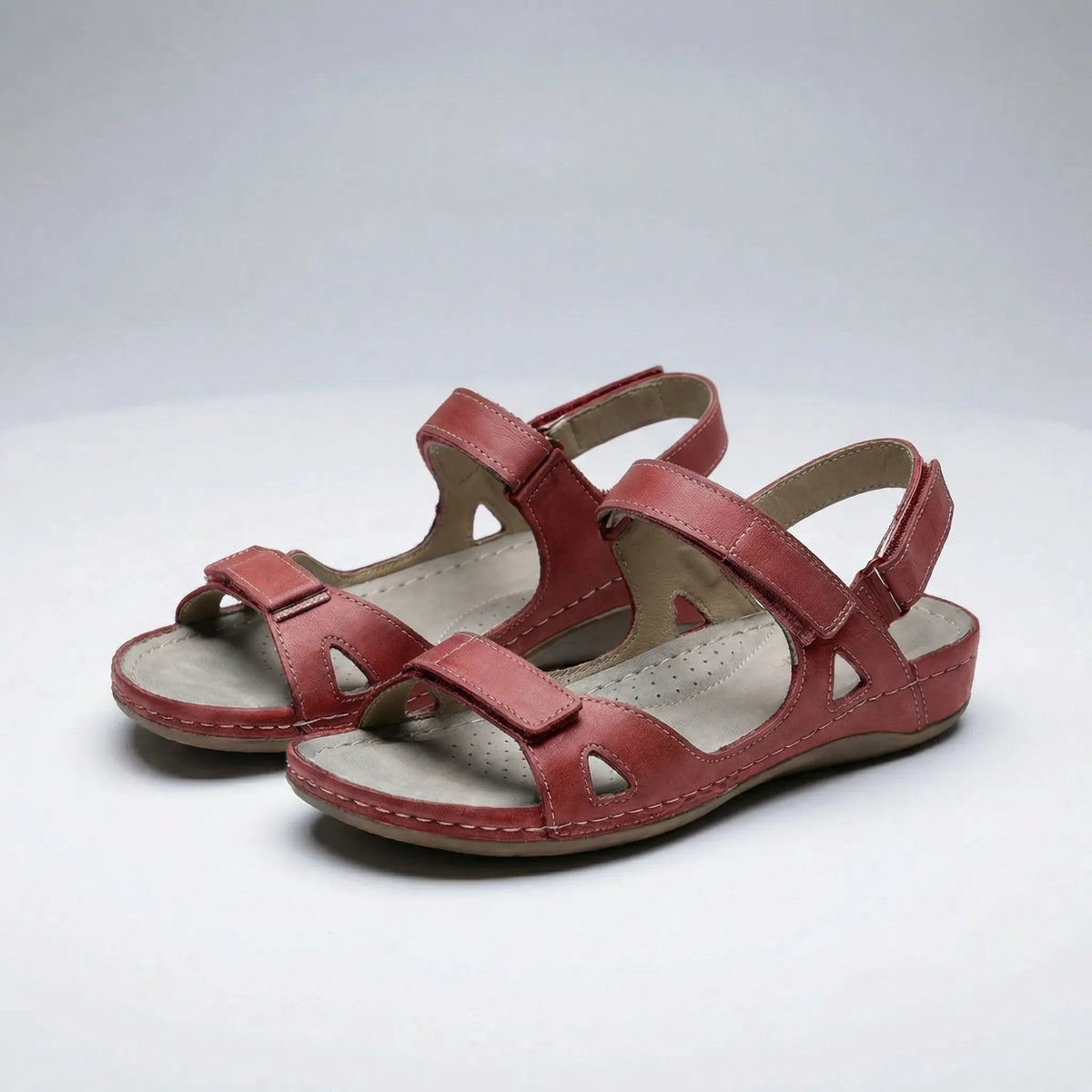 Orthopedic Walking Sandals with Adjustable Straps and Low Wedge Sole
